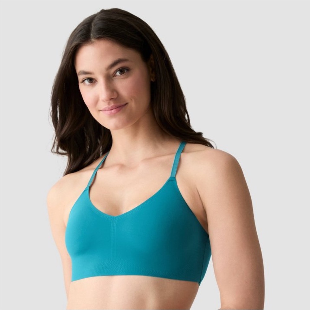NWT! True & Co. Women's Everybody Lace Racerback Bralette Blue, Large